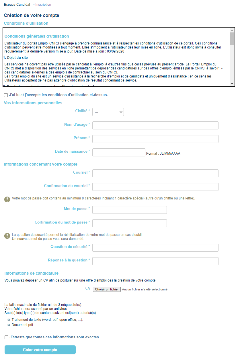 Authentification Candidat